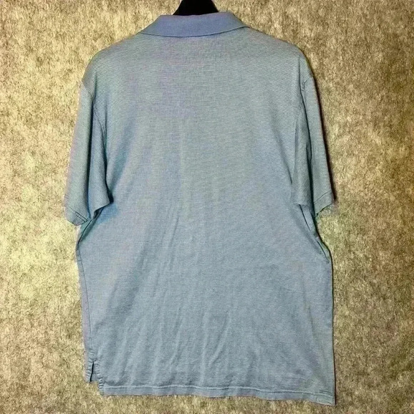 Peter Millar Blue Striped Cotton Polo - Large - Picture 3 of 5
